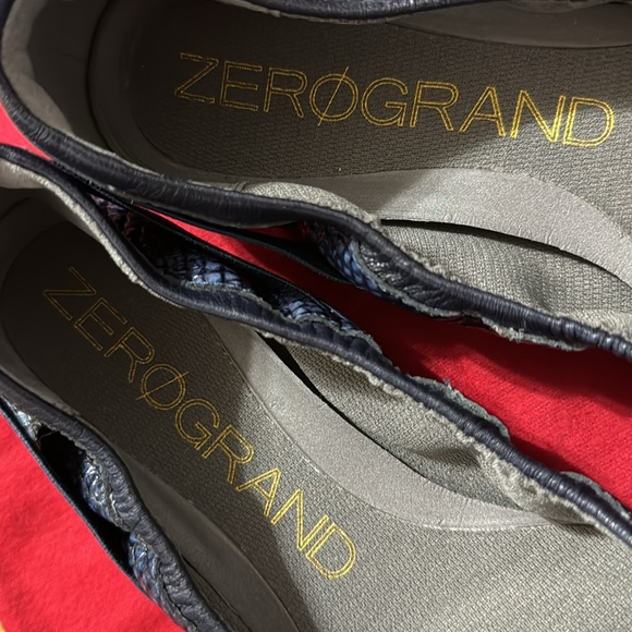 Cole Haan Zerogrand Navy Blue Snakeskin, Leather Ballet Flats - Picture 6 of 11
